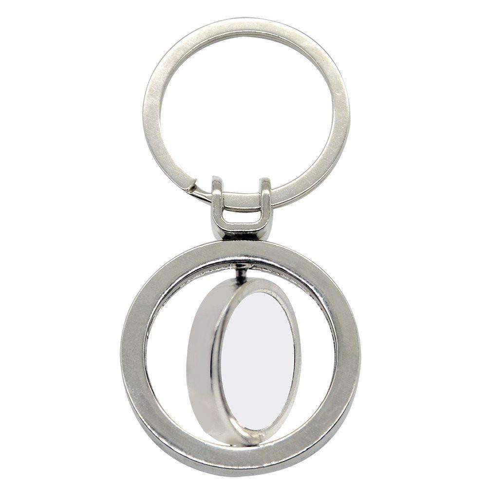 Double spinning round metal keyring