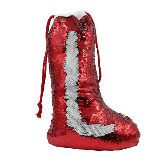 Red Sequin Christmas Stocking - 27 x 17 cm