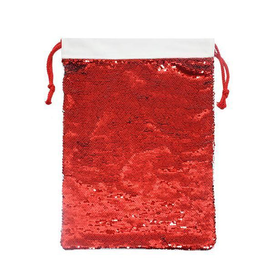 Red Sequin Christmas drawstring sack - 30 x 40 cm